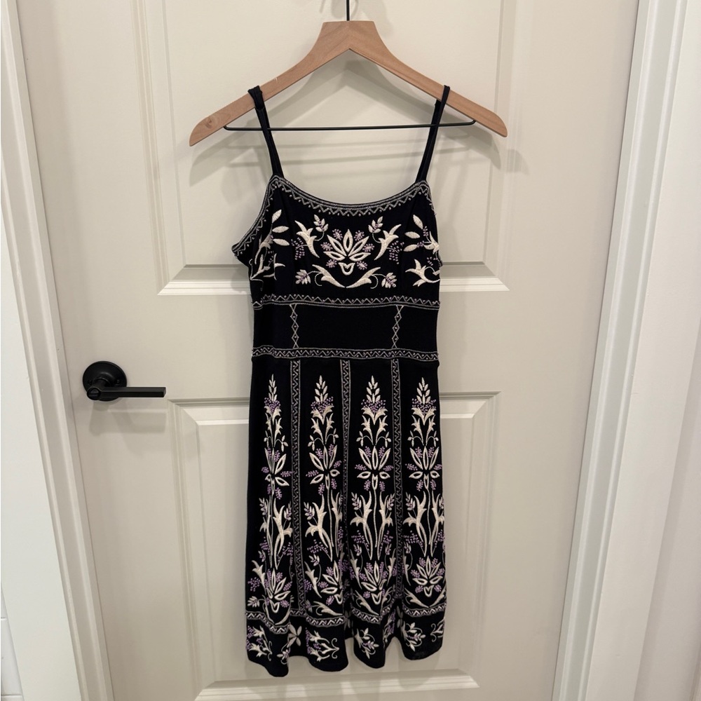 INC International Concepts Black Dress with White Embroidery
